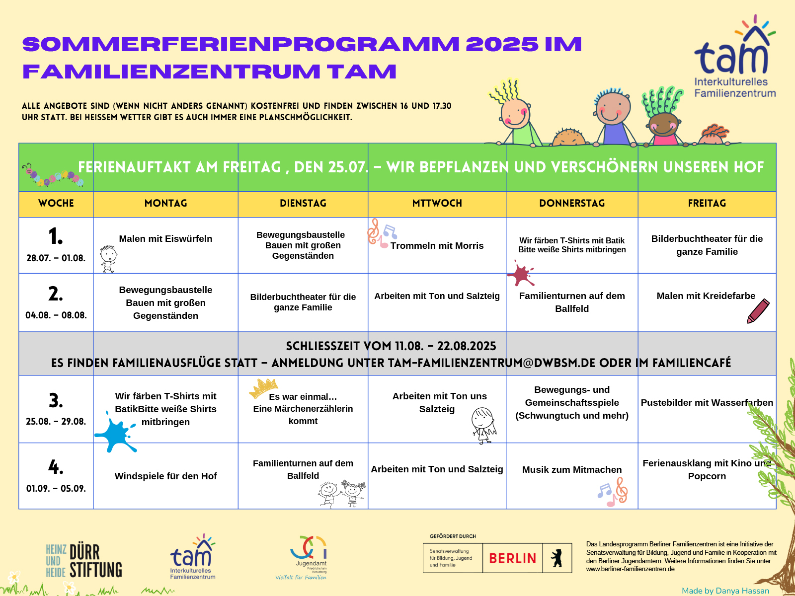 Sommerferienprogramm Familienzentrum tam2025